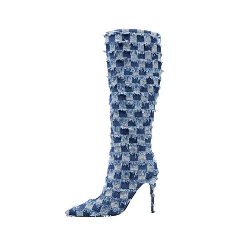 Savannah Checkered Knee-High Boots