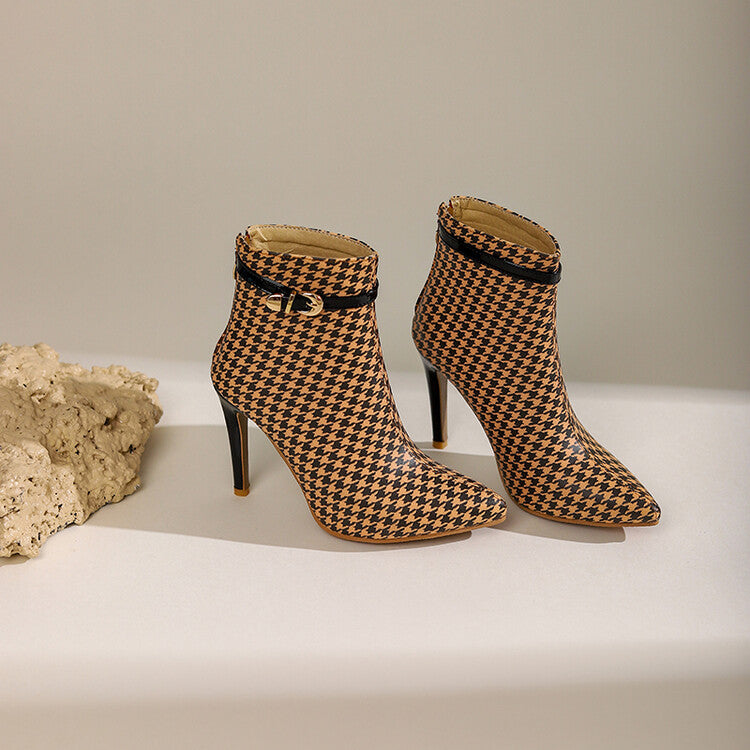 Olivia Houndstooth Ankle Boots