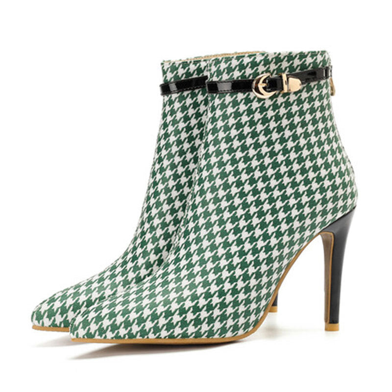 Olivia Houndstooth Ankle Boots