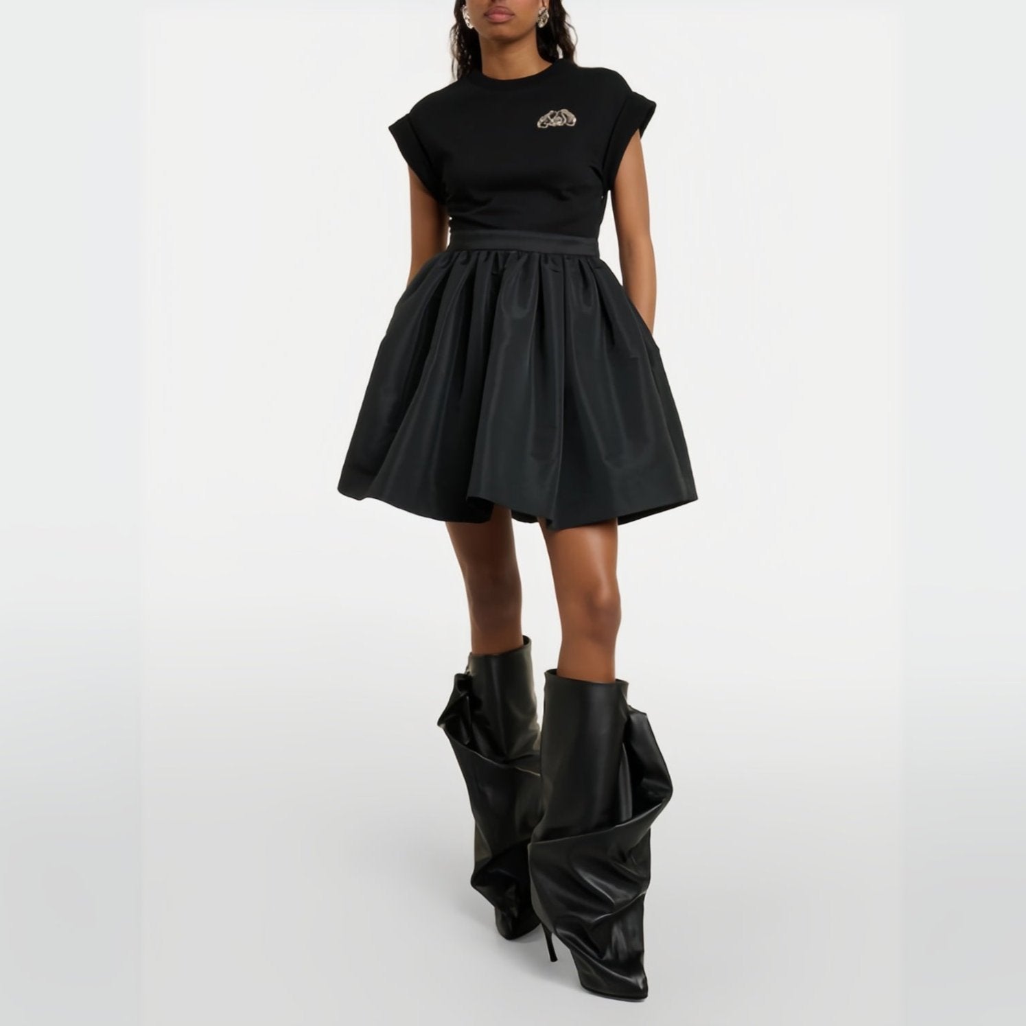 Ariana Bow Slouchy Leather Boots