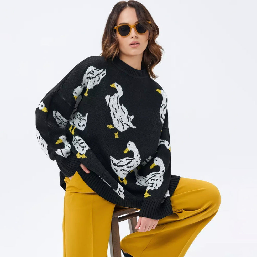 Emily Duck Print Oversized Sweater