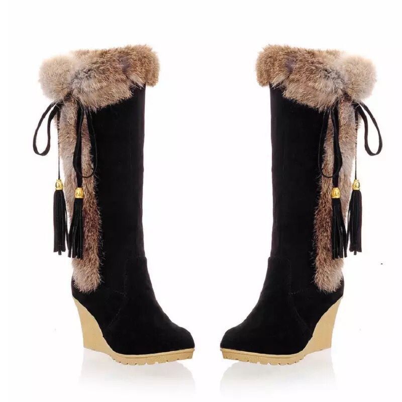 Victoria Luxe Fur-Lined Wedge Boots