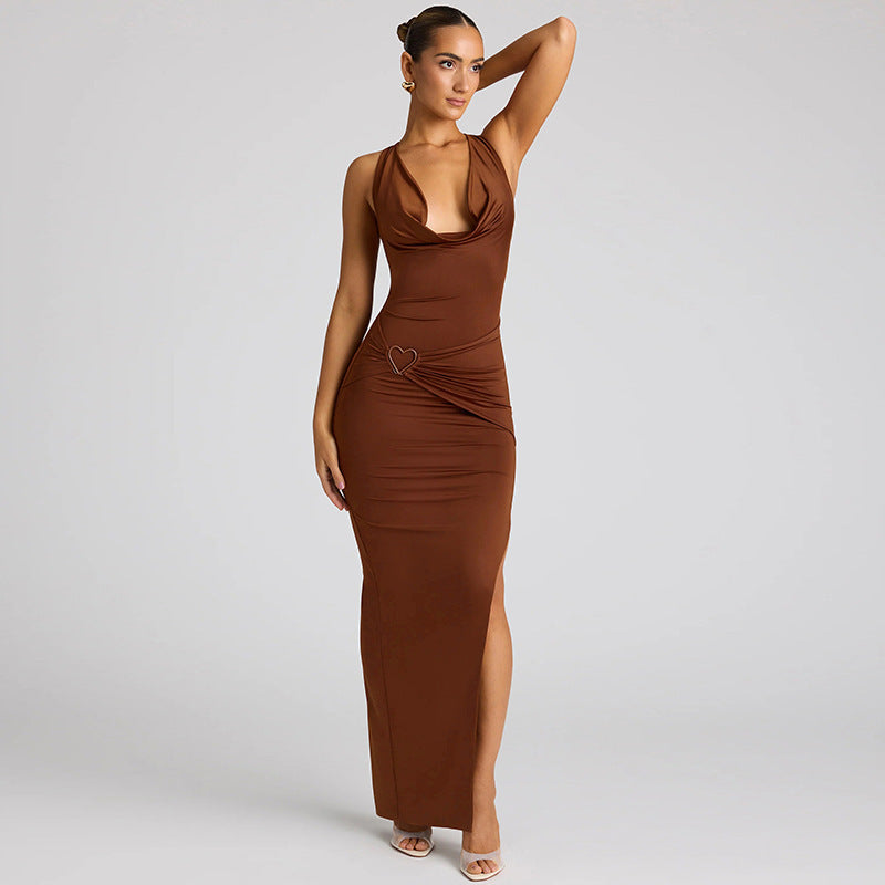 Ariana Drape Halter Maxi Dress