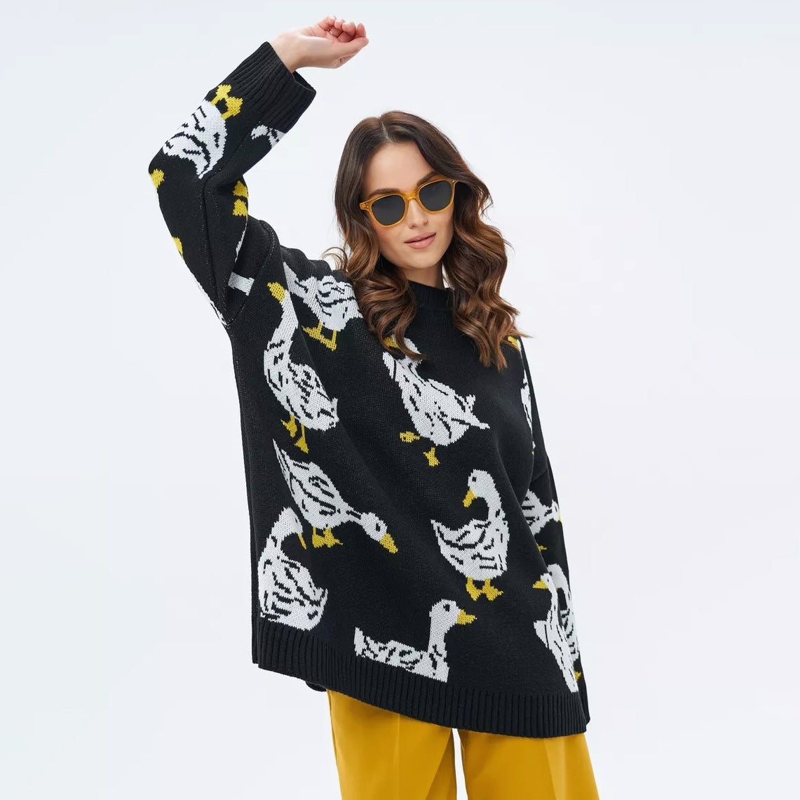 Emily Duck Print Oversized Sweater