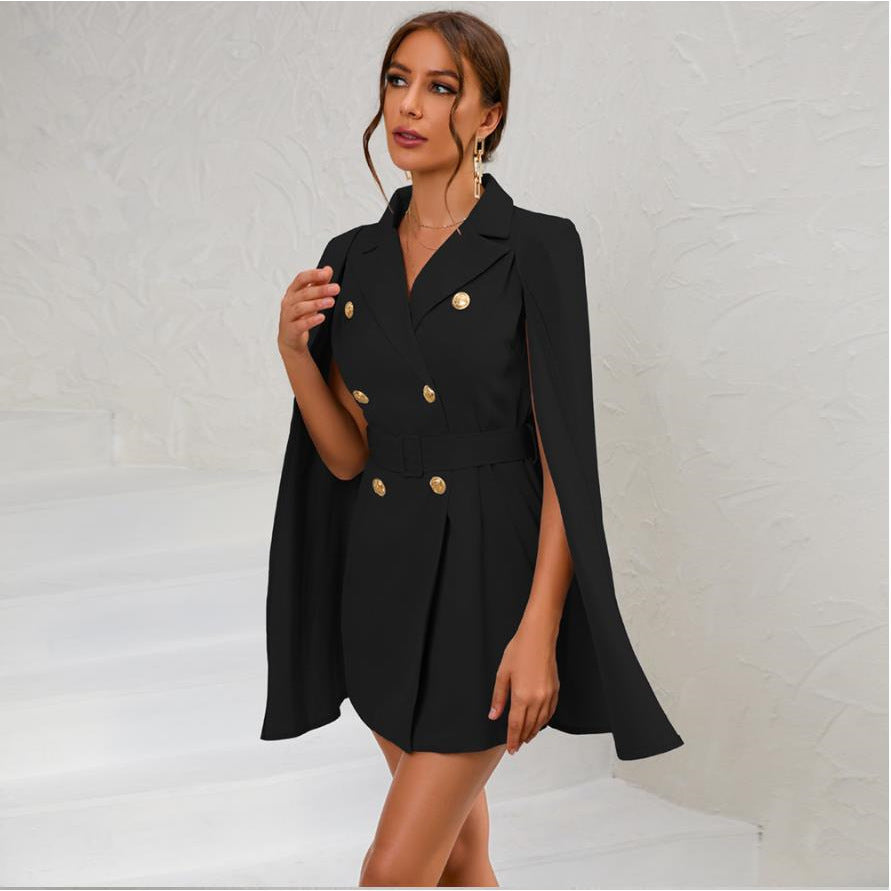 Regal Cape Blazer Dress