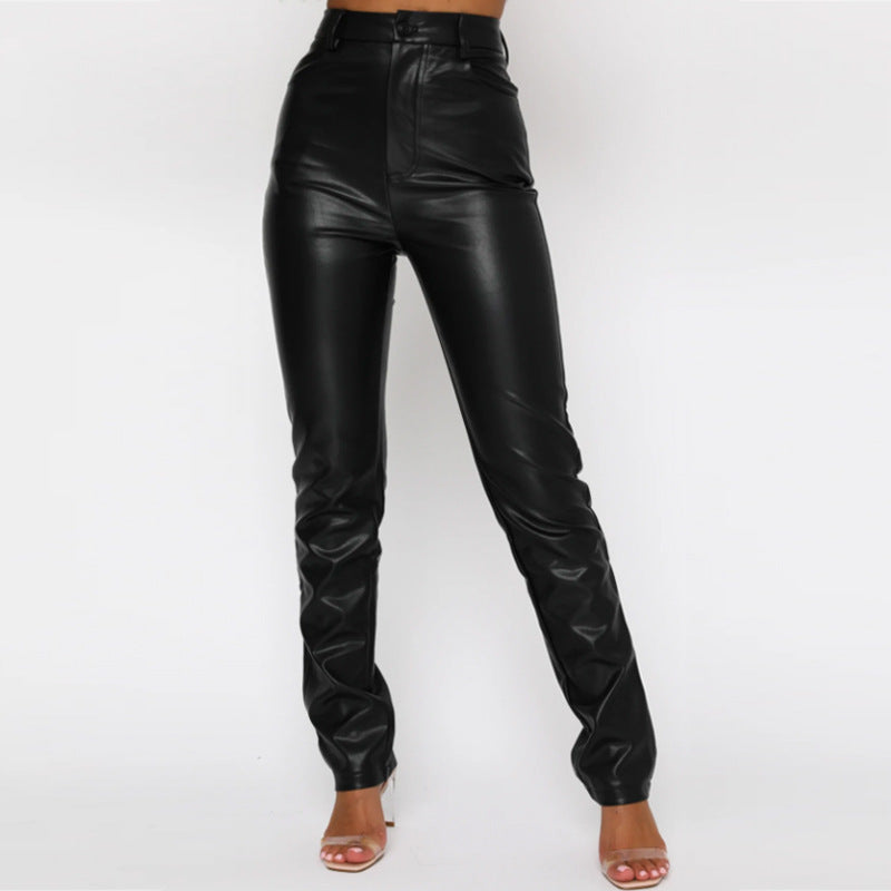 Victoria Leather Straight-Leg Pants