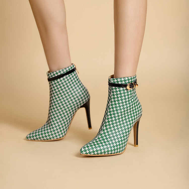 Olivia Houndstooth Ankle Boots