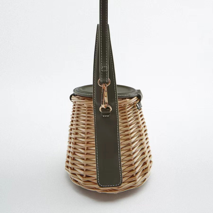 Vintage Rattan Bucket Bag