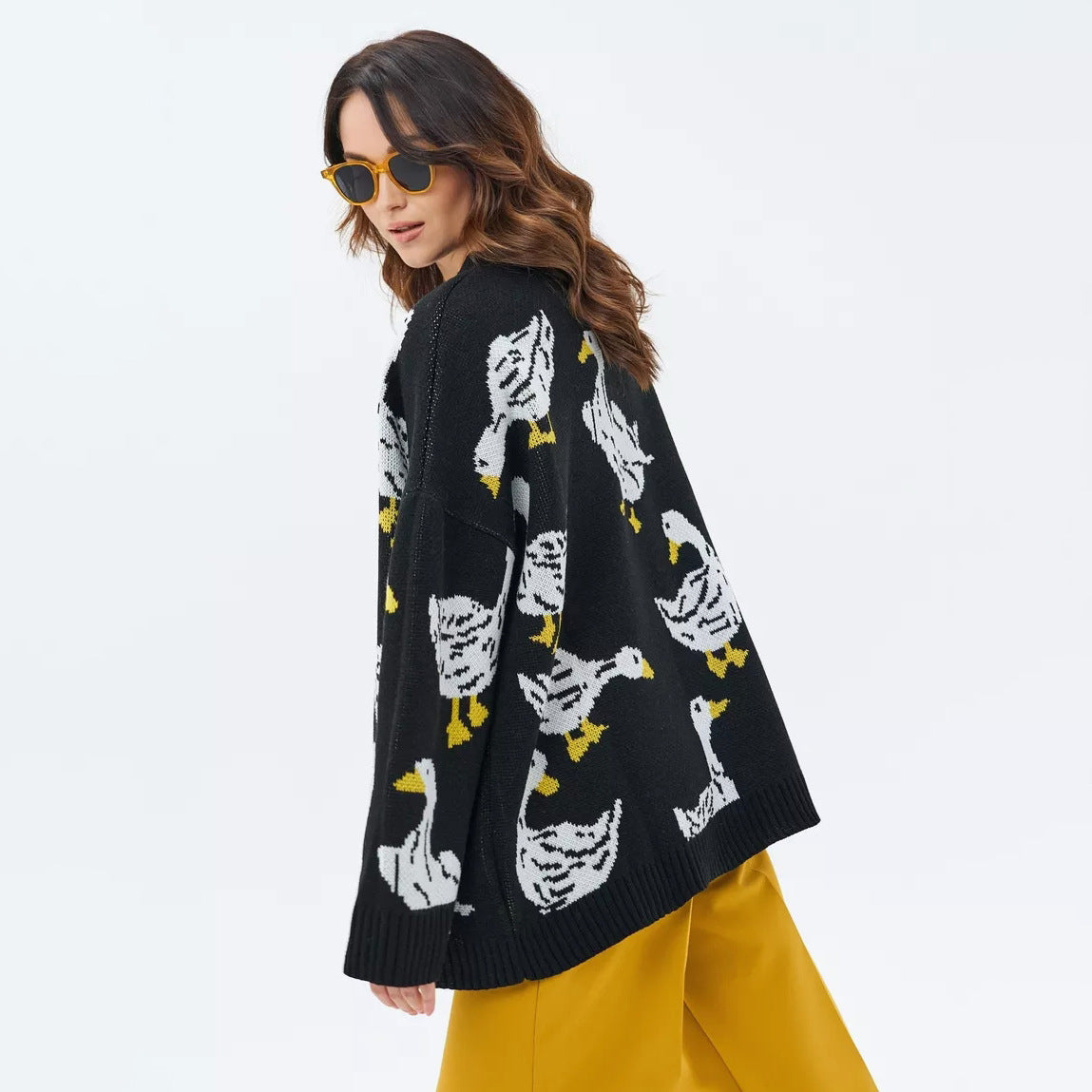 Emily Duck Print Oversized Sweater