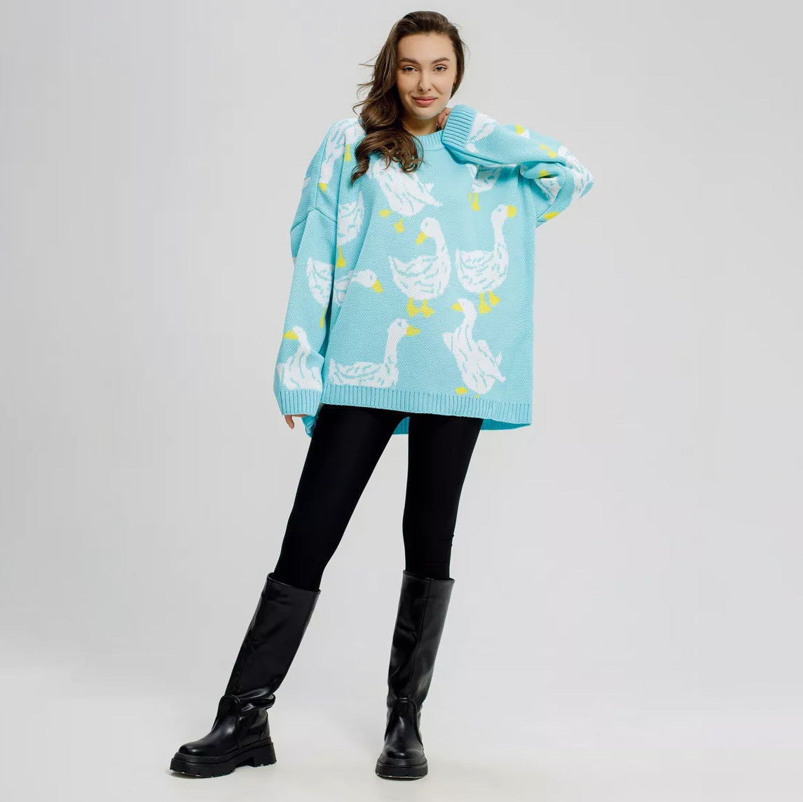 Emily Duck Print Oversized Sweater