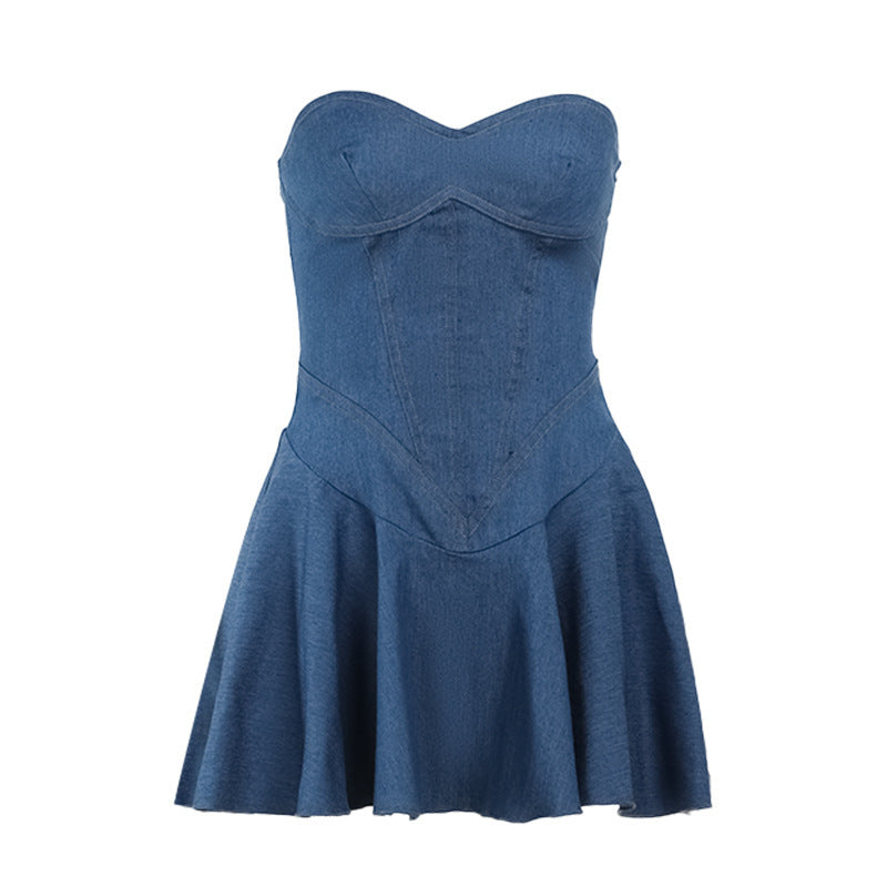 Robe corset de jean sans bretelles Jessica