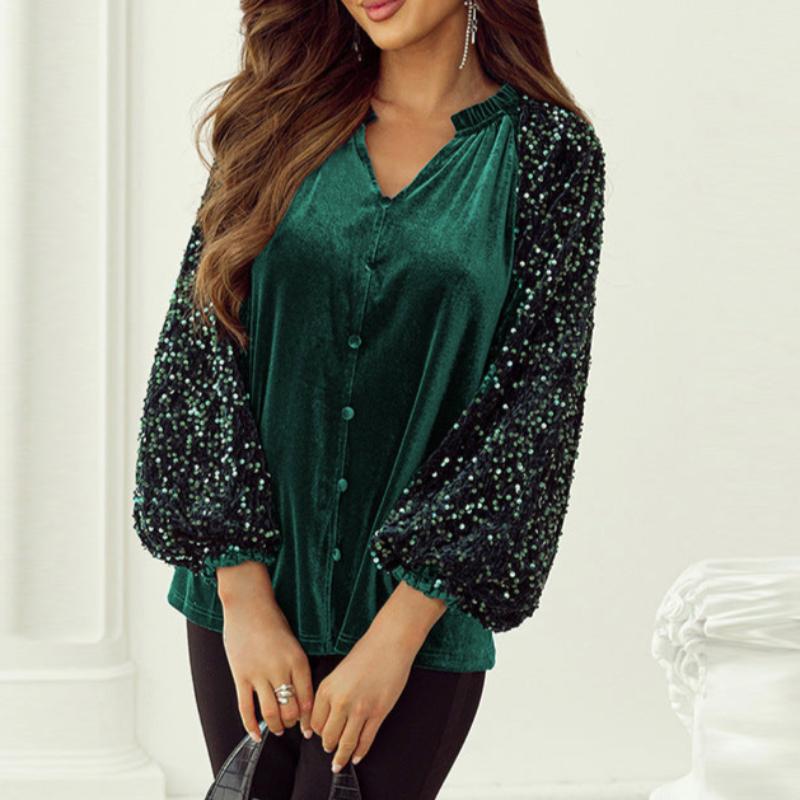 Isabella Sequin Velvet Top