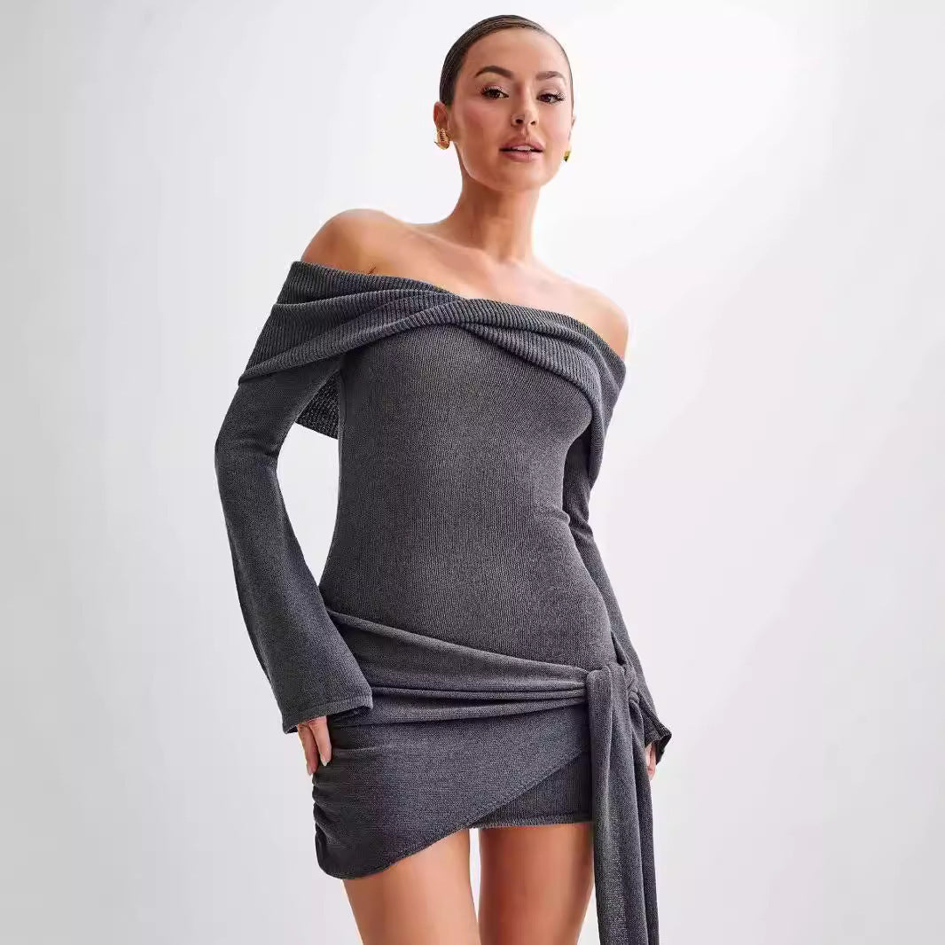 Ava Off-Shoulder Knitted Mini Dress