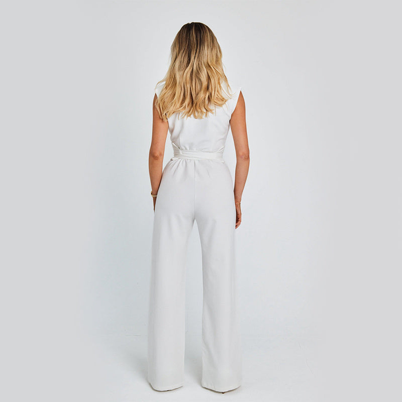 Eleganter ärmelloser Jumpsuit mit V-Ausschnitt