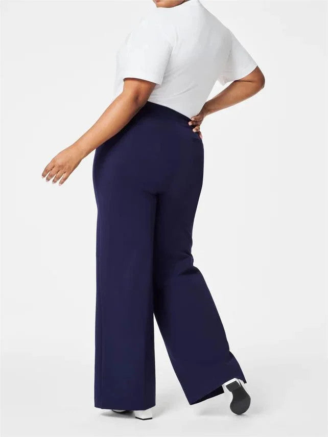 Sophia Button-Detail Wide-Leg Pants