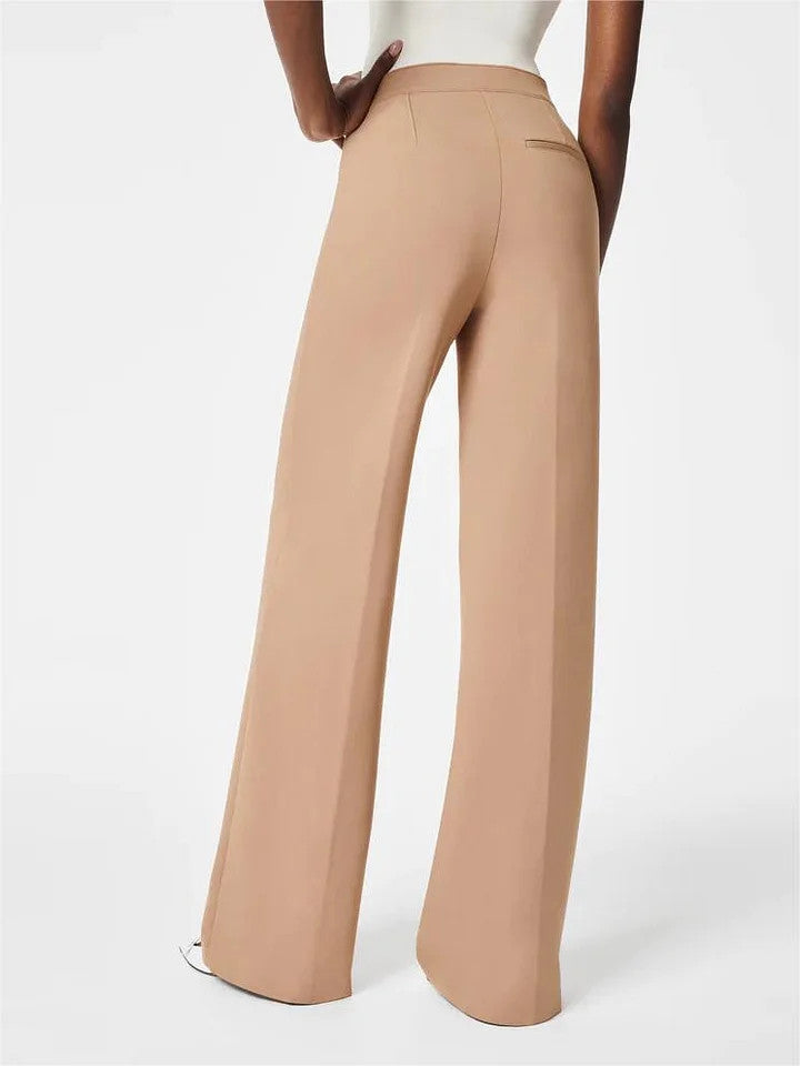 Sophia Button-Detail Wide-Leg Pants