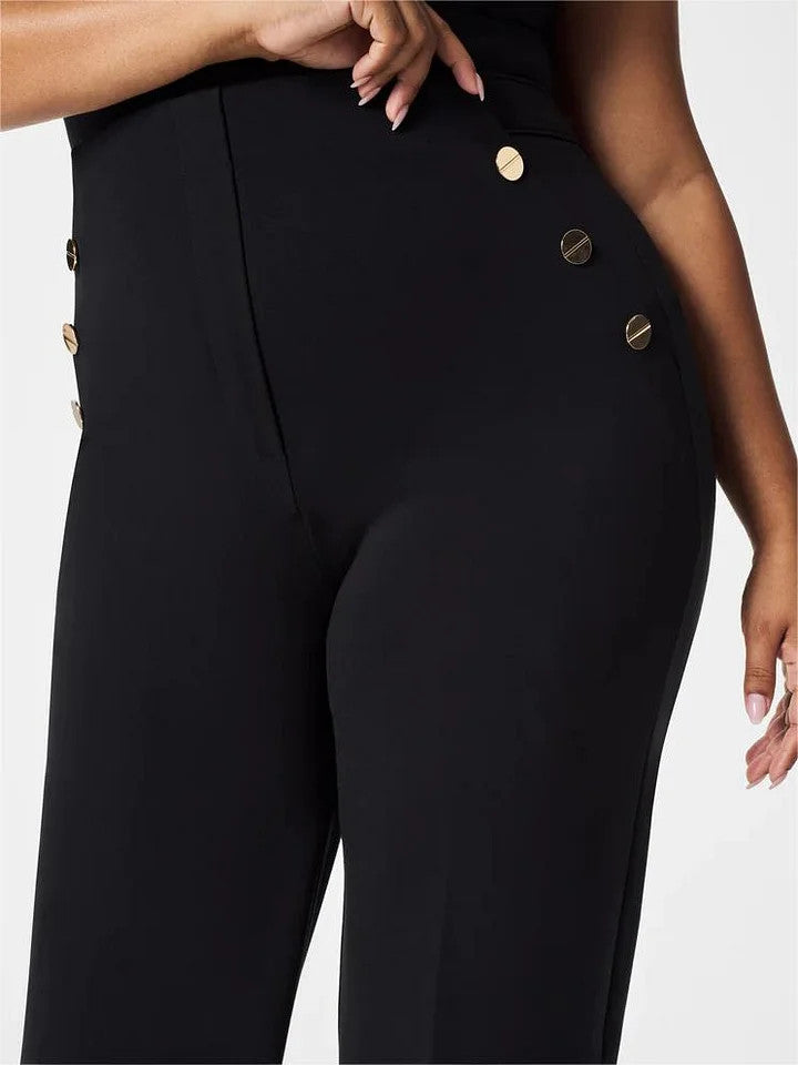 Sophia Button-Detail Wide-Leg Pants